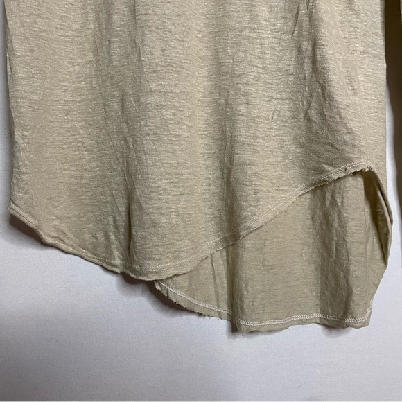 NSF Linen Blend Neutral Asymmetrical Hemline Long Sleeve Shirt - Picture 7 of 13